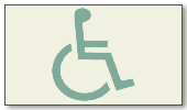 Figura stilizzata: profilo di una persona in sedia a rotelle a rappresentare l'accessibilità dell'informazione